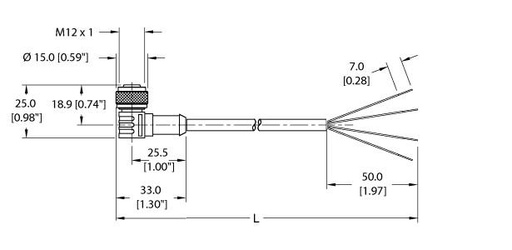 [U2432] Turck Actuator and Sensor Cordset, Connection Cable (WK 4.4T-2)