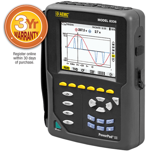 [2136.31] AEMC PowerPad® III Model 8336 w/4 193-24-BK Sensors