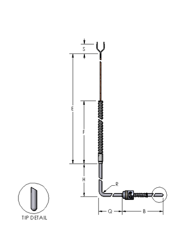 [2082-5007] Watlow Thermocouple Type J, Style 32, .188" Diameter, 8" Length