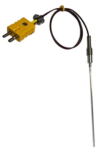[MFJ71UXXT10SX] Thermocouple, Type J, .250'' OD, 304SS, Ungrounded w/ 10' FEP Split Leads  1/4" NPT Fitting Brazed on Sheath w/ 1" Insertion Below Threads