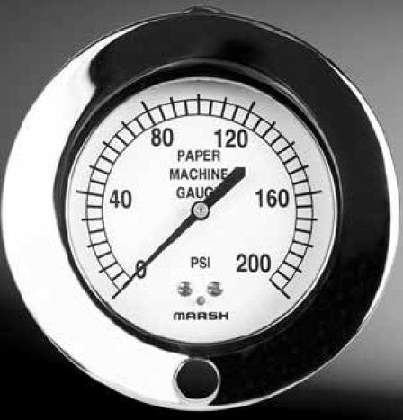 [W6046] PAPER MACHINE GAUGE 3.5" DIAL, 1/4" NPT LBM, 0-60 PSI, CHROME CASE