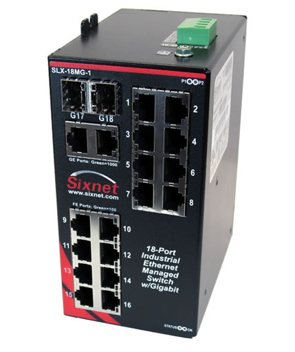 [SLX-18MG-1] SLX Series, 18-Port, Sixnet SLX-18MG-1 Managed Industrial Ethernet Switch