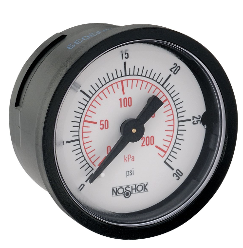 [15-110-200-psi/kPa] NOSHOK PRESSURE GAUGE 1.5" DRY 1/8" CBM 2.5% ACCURACY BRONZE TUBE
