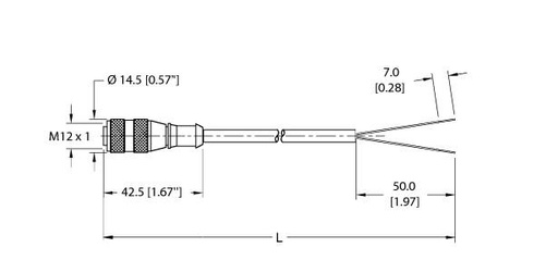 [U-08241] Turck Actuator and Sensor Cordset, Connection Cable (RK 4.22T-4)