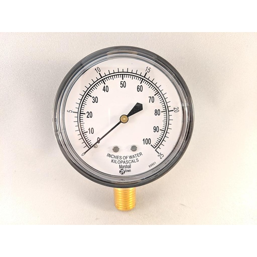 [G22776] PRESSURE GAUGE, 2.5" DIAL, 1/4" NPT CENTER BACK CONNECT, 0-30" H2O
