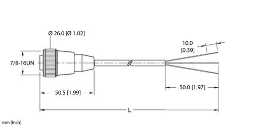 [U2029-0] Turck Actuator and Sensor Cordset, Connection Cable (RKM 30-5M)