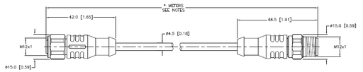 [U-31269] Turck Washdown Cordset, Extension Cordset (WD-RKCV 4.5T-2-RSCV 4.5T)