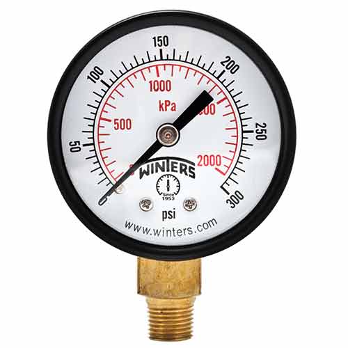 [PEM216] WINTERS PRESSURE GAUGE 2.5" 200 PSI/KPA 1/4" BTM