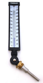 [A935AF5] Weksler Industrial Glass Tube Thermometer, 30 - 240° F, 9" Scale, 3.5" Stem