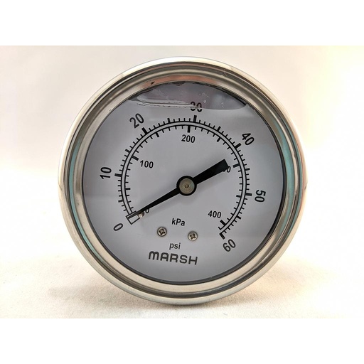 [J7478P] SEVERE SERVICE PRESSURE GAUGE, 0-3000 PSI, 63MM, 1/4"CBM, U-CLAMP, SS CASE, LIQUID-FILLED