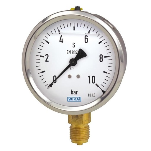 [4270096-0005] Wika 212.53 Series Dry Industrial Pressure Gauge, 2.5" Dial, 0 to 200 psi, 1/4 NPT Brass Back Mount, O2 Cleaned