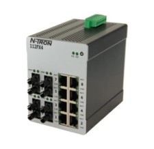 [112FXE4-ST-15] 100 Series, 12-Port, N-Tron 112FX4 Unmanaged Industrial Ethernet Switch, ST 15km