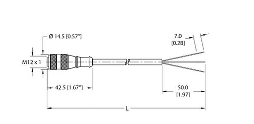 [U2151-19] Turck Actuator and Sensor Cordset, Connection Cable (RK 4T-1)