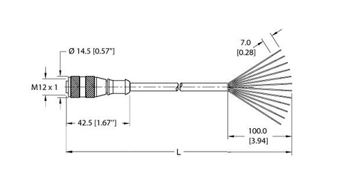[U0911-15] Turck Actuator and Sensor Cordset, Connection Cable (RK 12T-4)
