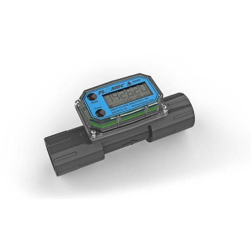 [TM30NQ9GMD] Flomec TM Series Turbine Flow Meter, 3" NPTF, Battery Powered Display, Schedule 80 PVC for Water