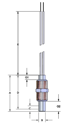 [2422-1476] WATLOW FIREROD HEATER 1/4", 120VAC, 55W, 12" LEADS (OLD P/N:2167-3456)