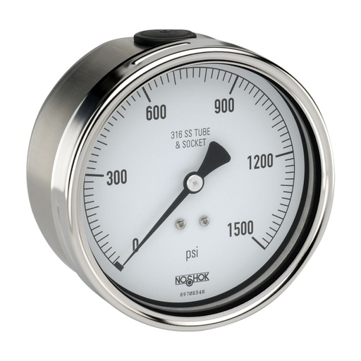 [40-510-1000-psi-SSBU] 500 Series Stainless Steel Liquid Filled Pressure Gauge, 0 psi to 1,000 psi, Stainless Steel Bezel & U-Clamp