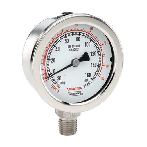 [25-400-30/160-AMMONIA] 400 Series Stainless Steel Dry Pressure Gauge, -30 inHg to 0 to 160 psi
