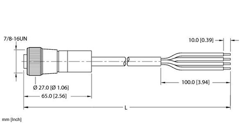 [U2-15071] Turck Power Cable, Connection Cable (RKM 44-2M)