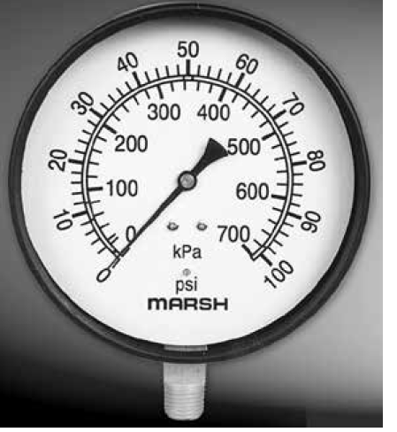 [J9060] PRESSURE GAUGE 4"DRY 1/4"BM 0-400PSI