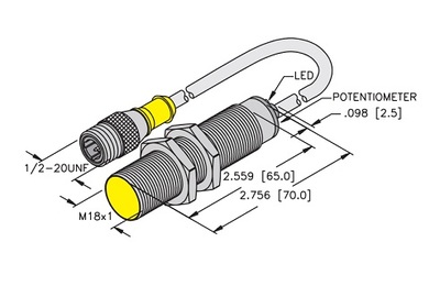 [2305090] Turck Capacitive Sensor (BC5-M18-AZ3X-0.2-SB3T)