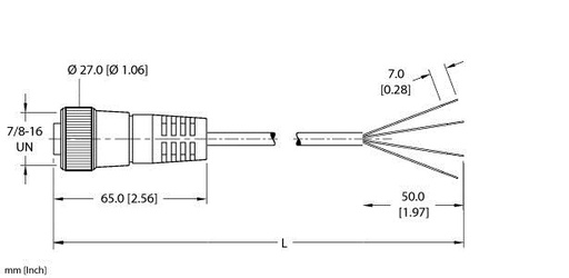 [U5082-10] Turck Actuator and Sensor Cordset, Connection Cable (RKM 46-20M)