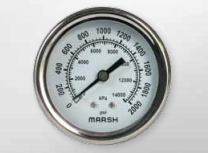 [X32657P] MARSH PRESSURE GAUGE 0-100 PSI 4" 1/4" CENTER BACK CONNECT W/U-CLAMP