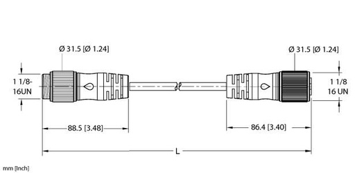[U-04791] Turck Actuator and Sensor Cordset, Extension Cordset (RSM RKM 126-3M)