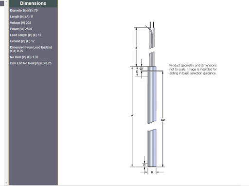 [2193-0788] Watlow .75" Diameter Firerod Heater