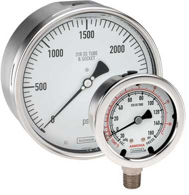 [25-500-30/60-PSI] 500 Series Stainless Steel Liquid Filled Pressure Gauge, -30 inHg to 0 to 60 psi