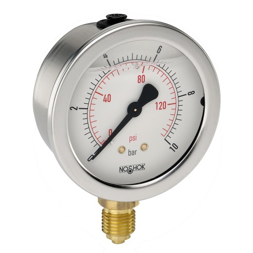 [25-901-250-BAR/PSI-G1/4B] Pressure Gauge 2.5" 0-250 BAR/PSI G1/4B Lower Mount
