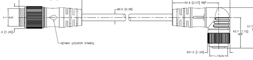 [U-45277] Turck Double-ended Cordset, Straight Male Connector to Right angle Female Connector (RSM WKM 76-1.3M/S101/CS12299)
