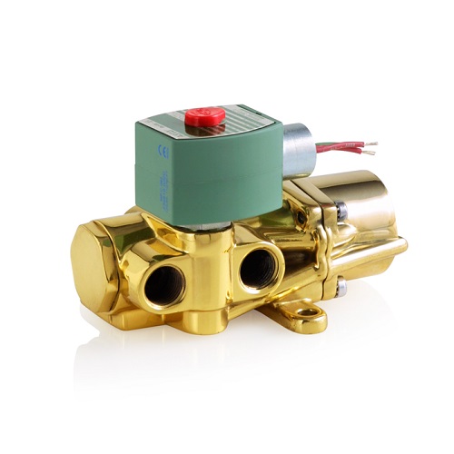 [8344B000AC120/60,110/50D] Piston/Poppet Solenoid Valve, 1/4"NPT, 4 Way, Brass, AC Voltage 120/60, 110/50