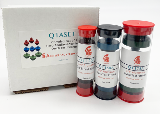 [QTASET] Set of 9 quick connect test fittings in hard anodized aluminum without holder 3 of each size (1/4", 1/2", 3/4")