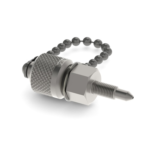 [QTFT-ABS0] M6 x 0.75 MM x male Quick-test, with cap and chain, S.S.