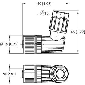 [100004081] Turck Accessories for Sensors and Actuators, Field-Wireable Connector, Female Connector M12 × 1, Angled (FW-EWKPM0426-SA-P-0408)