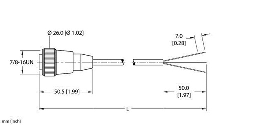 [U2027-2] Turck Actuator and Sensor Cordset, Connection Cable (RKM 30-2M/S90)