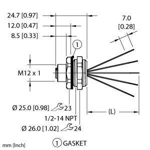 [100021177] Turck Actuator and Sensor Receptacle, Front Mount (EFKBH-A5.500.2-0.5)