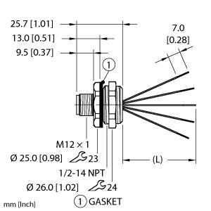 [100012578] Turck Actuator and Sensor Receptacle, Front Mount (EFSBH-A5.500.2-0.5)