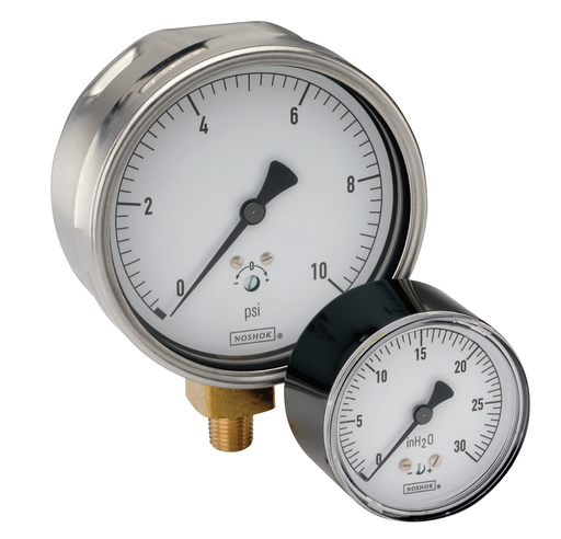 [25-210-15-inH2O-SSC-SSCR] Pressure Gauge, 2.5" Dial, 304SS Case, Copper Alloy Internals, 15 inH2O, 1/4" NPT Male Back Connection, 304SS Cover Ring
