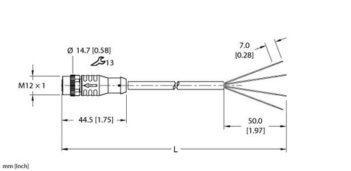 [100021000] Turck Actuator and Sensor Cordset, Connection Cable (EKRV-A4.400-GC2K-10)