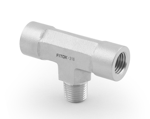 [SS-PBT-NS8] 316 SS, FITOK 6 Series Pipe Fitting, Male Branch Tee, 1/2 Female NPT × 1/2 Female NPT × 1/2 Male NPT