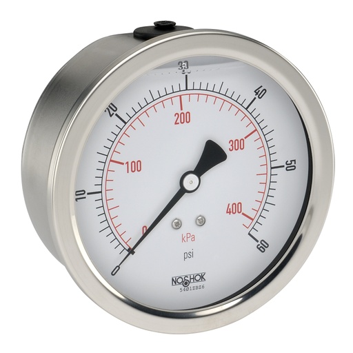 [40-911-30-psi/kPa] 900 Series Liquid Filled Pressure Gauge, 0 psi to 30 psi