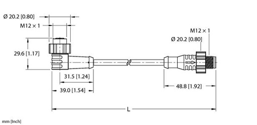 [100034483] Turck Actuator and Sensor Cordset, Extension Cable (EKWT-ESRT-A4.400-GC2K-3)