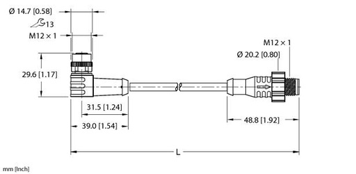 [UX19111] Turck Actuator and Sensor Cordset, Extension Cable (EKRT-ESRT-A4.400-WE8K-2)