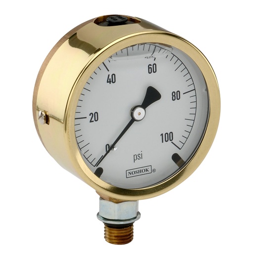 [25-300-6000-psi/kPa-SST] 300 Series Brass Case Liquid Filled Pressure Gauge, 0 psi to 6,000 psi