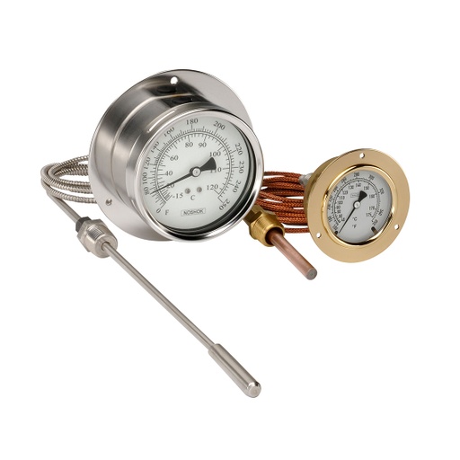 [25-310-30-vac-CFF] 300 Series Brass Case Liquid Filled Pressure Gauge, 0 psi to 30 psi, Chrome Front Flange