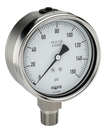[40-500-800-psi/kg/cm2] 500 Series Stainless Steel Liquid Filled Pressure Gauge, 0 psi to 800 psi