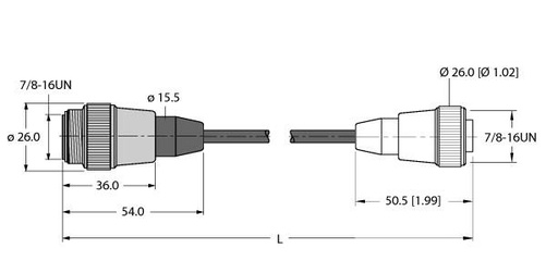 [U2255-1] Turck Actuator and Sensor Cable, Extension Cable (RSM RKM 30-1M)