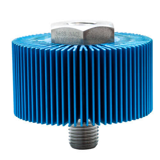 [52873114] Wika Series 910.32.250 Mini Steam Cooling Adaptor w/Heat Sink, 316L SS, 1/2" NPTF to 1/2" NPTM, 6000 psi